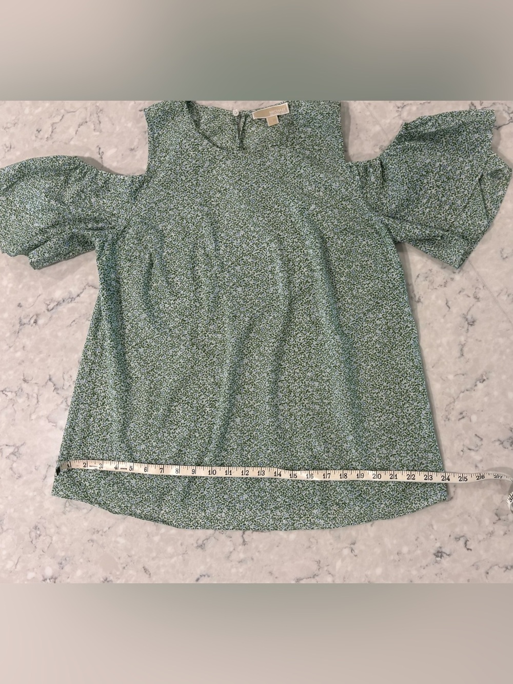 Michael Kors Green Floral Cold-Shoulder Blouse - Picture 8 of 11